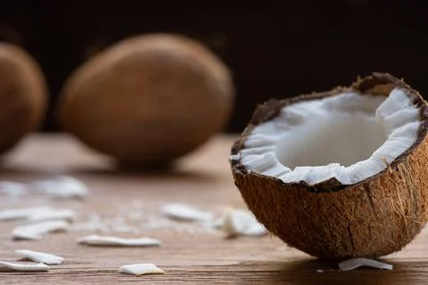 Selective focus fresh tasty coconut 库存照片
