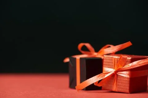 Selective focus gift boxes red Stock Photos