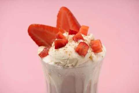 Selective focus glass milkshake ice Stock Photos