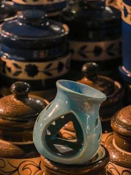 Selective focus on a glossy vessel Stock Photos