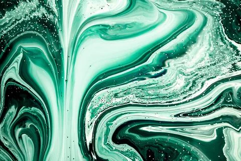 Selective focus. Green malachite creative abstract painted background, wallpa Stock Photos