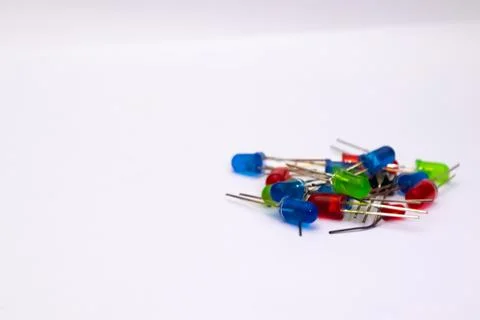 Selective focus a group of LEDs located to the right of the frame for copy sp Stock Photos