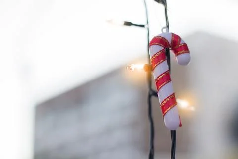 Selective focus hard candy cane striped christmas Stock Photos