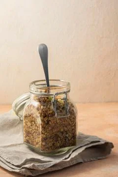 Selective focus, healthy Breakfast, muesli Stock Photos