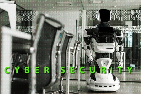 Selective focus humanoid robot standing Stock Photos