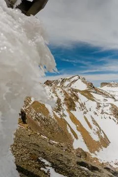 Selective focus of ice on the mountain Foto stock