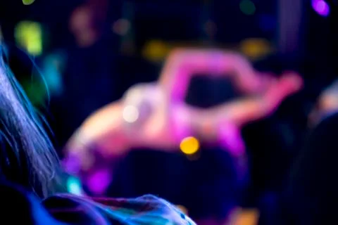 Selective focus image of a belly dancer on stage in Istanbul, Turkey. Stock Photos
