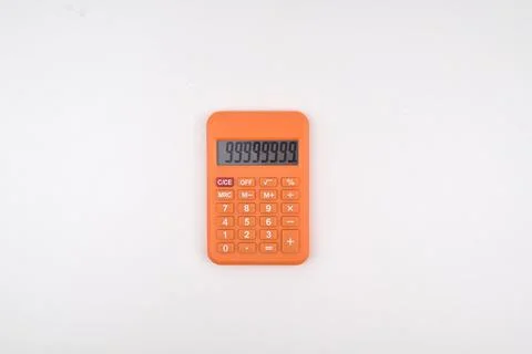 Selective focus image of calculator isolated on a white background. Business  Stock Photos