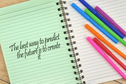 Selective focus image of colorful pen with The best way to predict the future Stock Photos