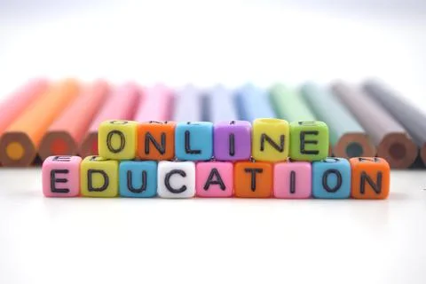 Selective focus image of pencil color with EDUCATION beads wording isolated o Stock Photos