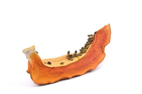 Selective focus image of rotten papaya isolated in white background. Agricult Stock Photos
