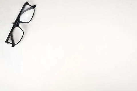 Selective focus image of spectacles isolated on a white background with copy  Stock Photos