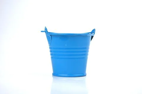 Selective focus image of stainless steel pale on a white background Stock Photos