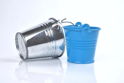 Selective focus image of stainless steel pale on a white background Stock Photos