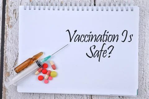 Selective focus image of syringe for injection and medicine with Vaccination  Stock Photos
