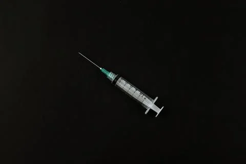 Selective focus image of syringe for injection that using for medical purpose Foto stock