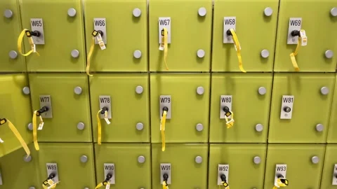 Selective focus keys sticking out of locker locks 動画素材 344954835
