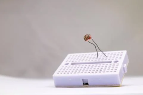 Selective focus of an LDR embedded in the project board. This part is used by Stock Photos