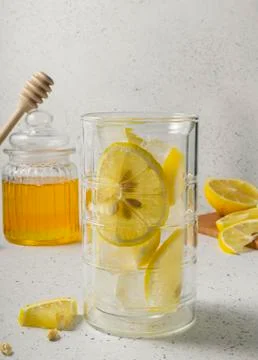 Selective focus, lemon iced tea Stock Photos