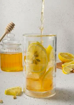 Selective focus, lemon iced tea Stock Photos