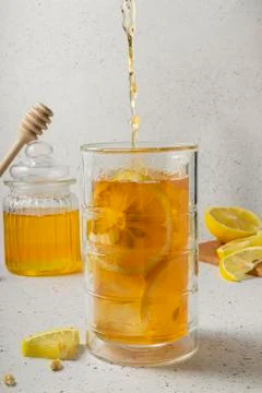 Selective focus, lemon iced tea Stock Photos