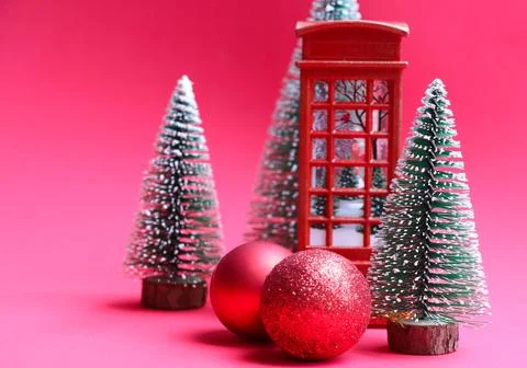 Selective focus at little pine tree object toys decorated for Christmas theme Stock Photos