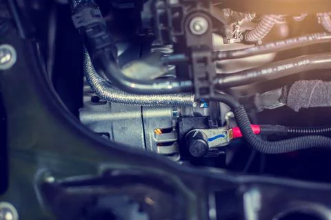 Selective focus to marker paint on nut or connection for validate checking in 스톡 사진