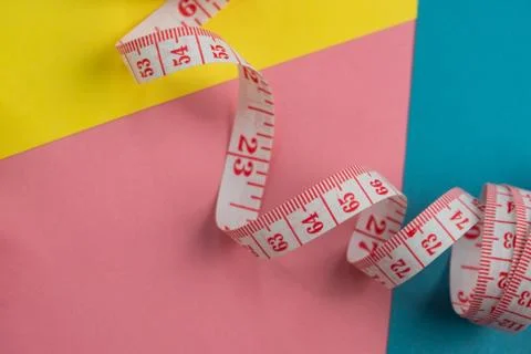 Selective focus, measuring pink centimeter Stock Photos