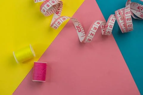 Selective focus, measuring pink centimeter Stock Photos