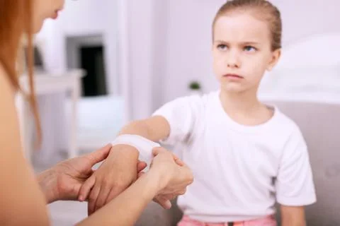 Selective focus of a medial plaster Stock Photos