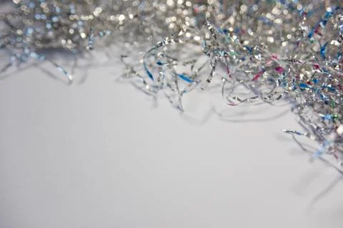 Selective focus on metallic silver stripes for decorations Stock Photos