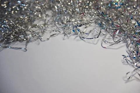 Selective focus on metallic silver stripes for decorations Stock Photos