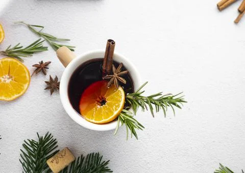Selective focus. mulled red wine with spices Stock Photos