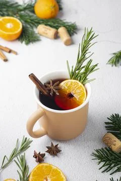 Selective focus. mulled red wine with spices Stock Photos