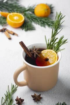 Selective focus. mulled red wine with spices Stock Photos