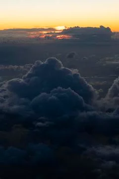 Selective focus, night sky, fluffy clouds Stock Photos