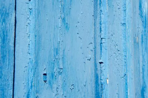 Selective focus old blue cracked paint. The texture of old paint with cracks. Stock Photos