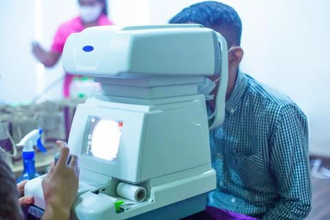 Selective focus to ophthalmoscope machine Stock Photos