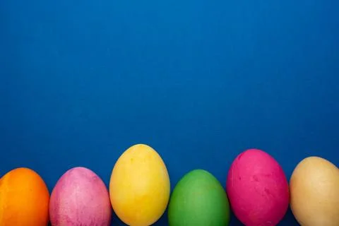Selective focus. Painted chicken eggs Stock Photos
