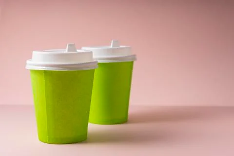 Selective focus. paper cups for hot drinks Stock Photos