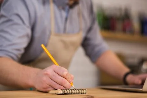 Selective focus of a pencil in use Stock Photos