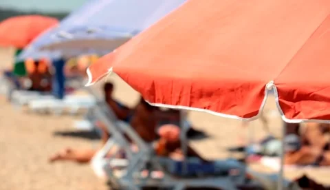 Selective Focus, People At The Summer Beach Video stock 282926471