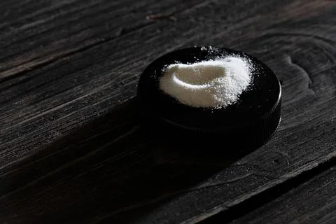 Selective focus photo of sodium ascorbate. dietary concept.dietary supplement 库存照片