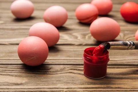 Selective focus pink easter eggs Stock Photos