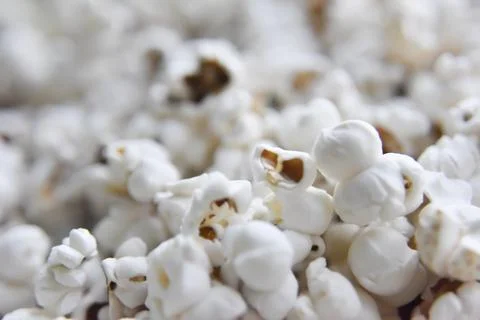 Selective focus at the popcorn with no additives Stock Photos