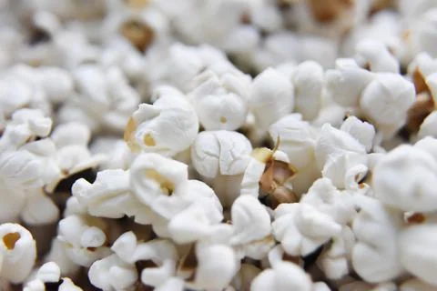 Selective focus at the popcorn with no additives Stock Photos