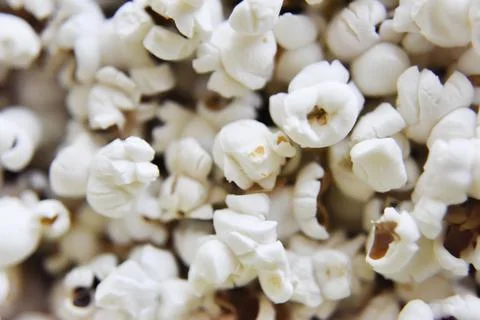 Selective focus at the popcorn with no additives Stock Photos