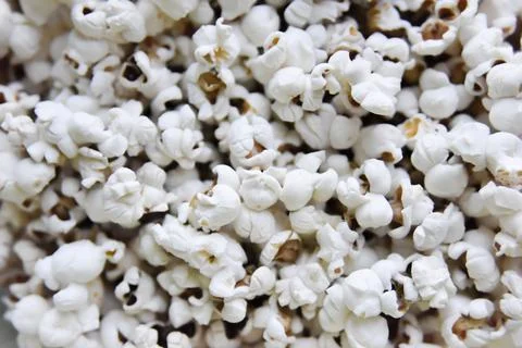 Selective focus at the popcorn with no additives Stock Photos