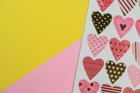 Selective focus, postcard with hearts Stock Photos