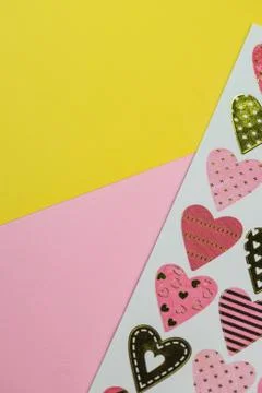 Selective focus, postcard with hearts Stock Photos